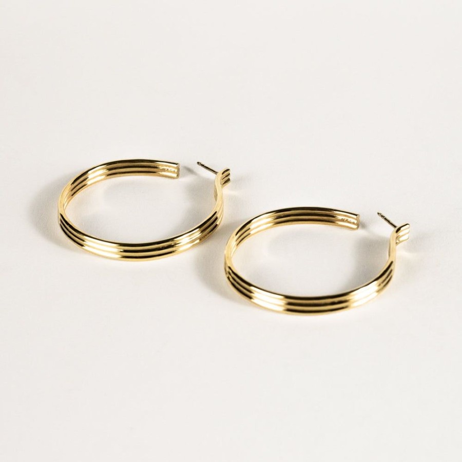 Jewelry SarahBijoux | Large Triplet Gold Vermeil Hoops