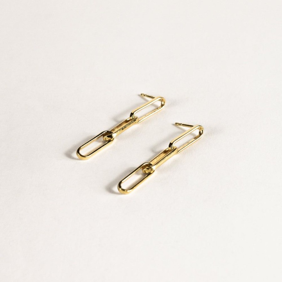 Jewelry SarahBijoux | Paper Clip Chain Gold Vermeil Earrings