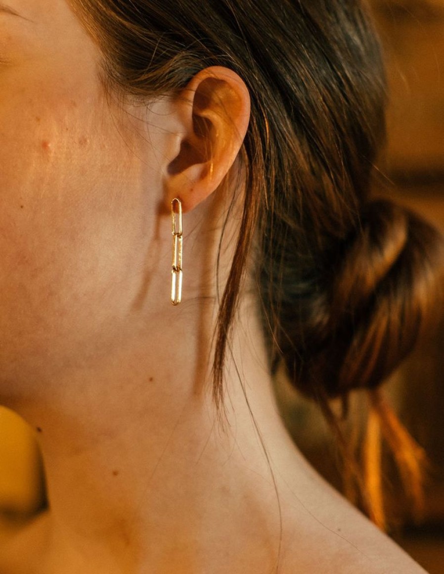 Jewelry SarahBijoux | Paper Clip Chain Gold Vermeil Earrings