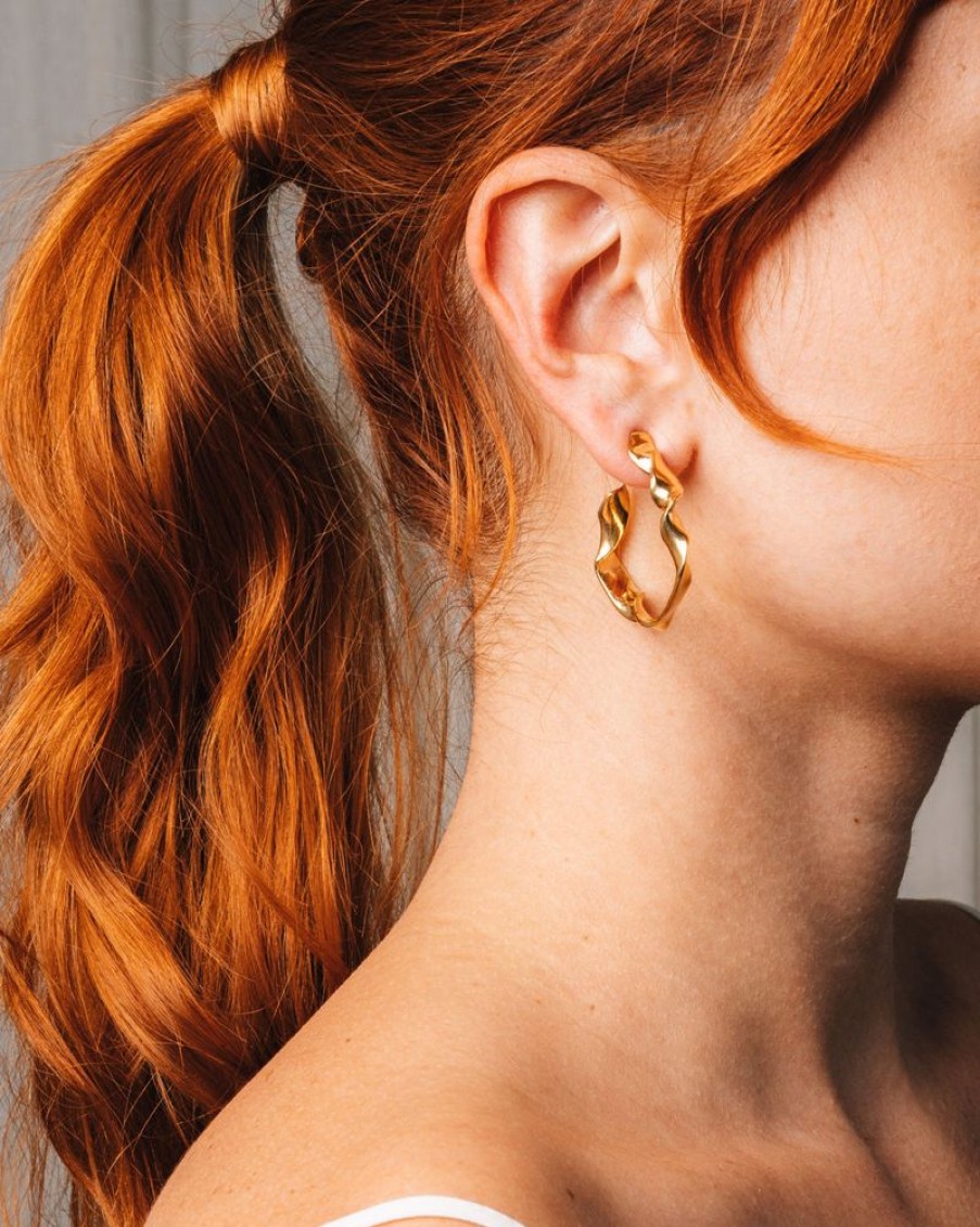 Jewelry SarahBijoux | Large Ribbon Gold Vermeil Hoops